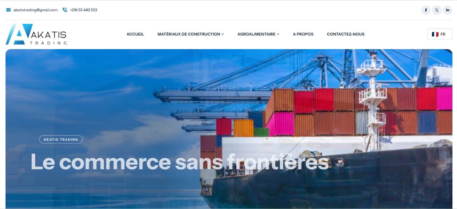 Akatis Trading - Site Web vitrine développé par Velorex Digital Tunisie
